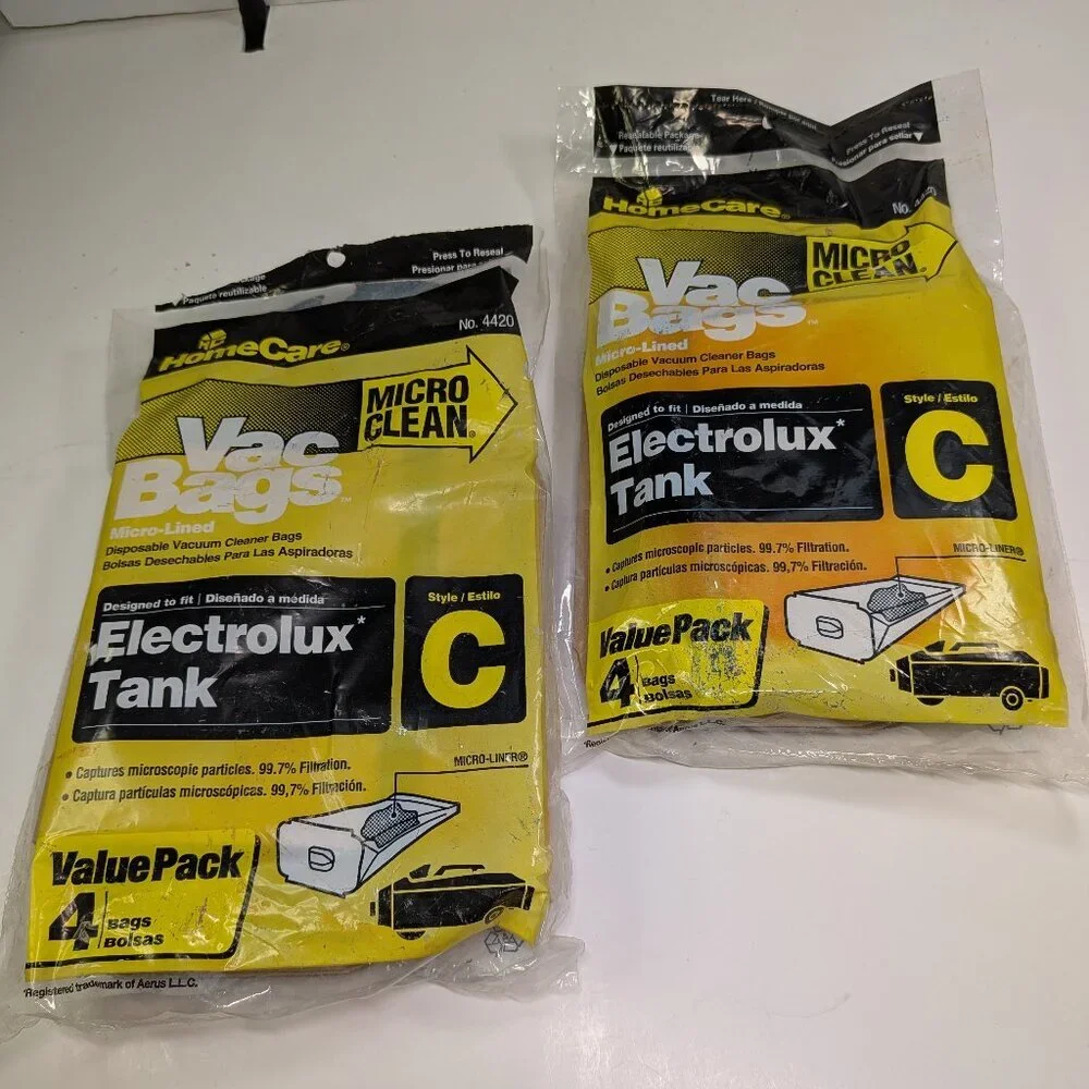 NEW Vintage Electrolux Style C Vacuum Bags - 8 Total (2 Packs of 4) Micro Clean